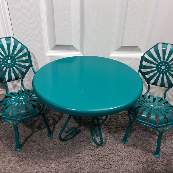Retired American Girl Doll Metal Table and Chair Set
